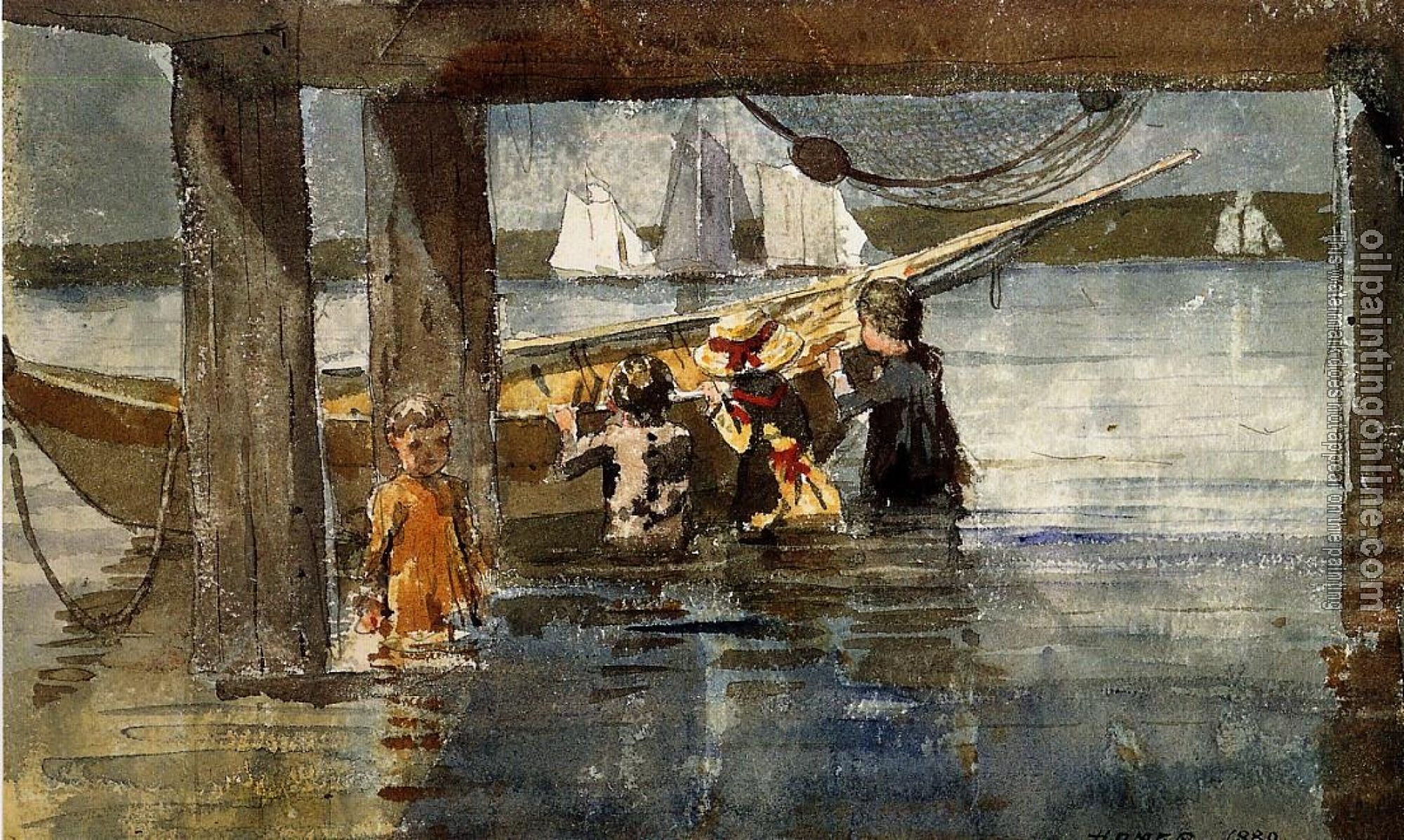 Homer, Winslow - Childred Playing under a Gloucester Wharf